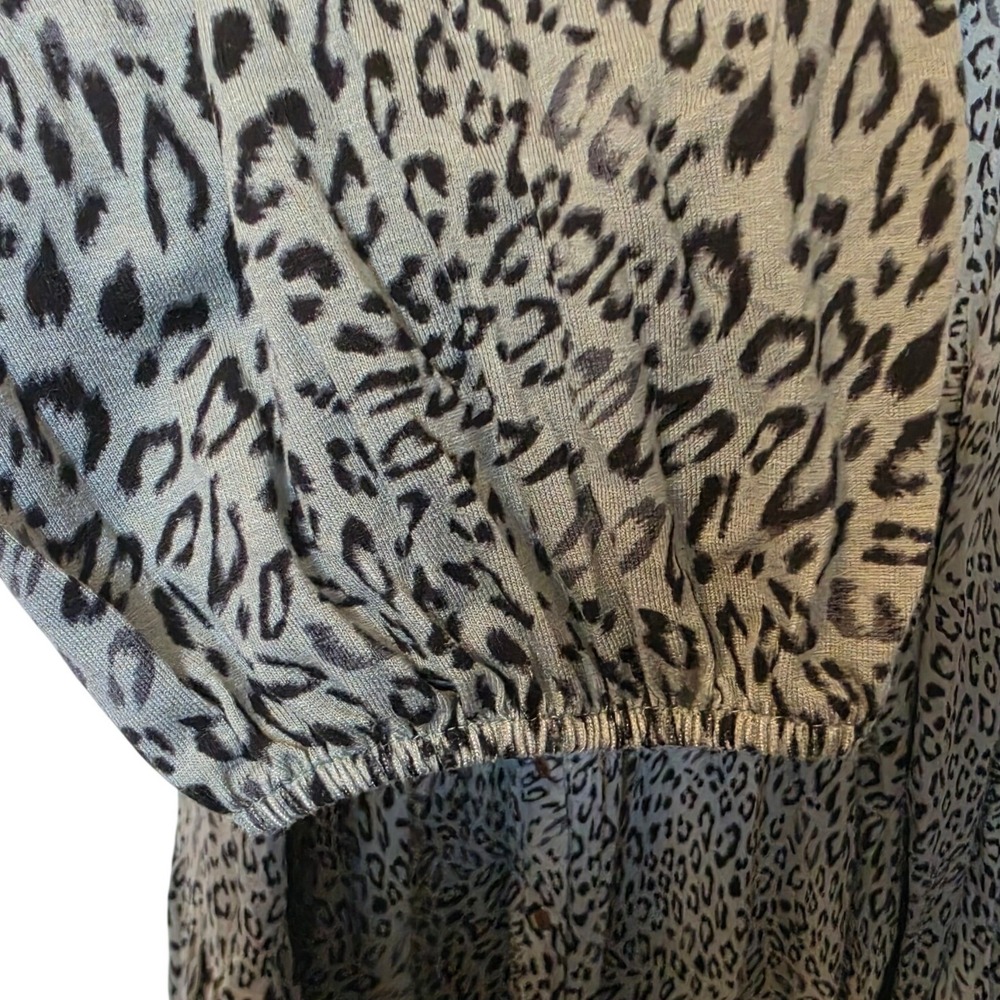 NWT Wonderly Womens 4X Grey Leopard Print Tiered Button Down Tunic Top WN1X867W - Picture 3 of 5
